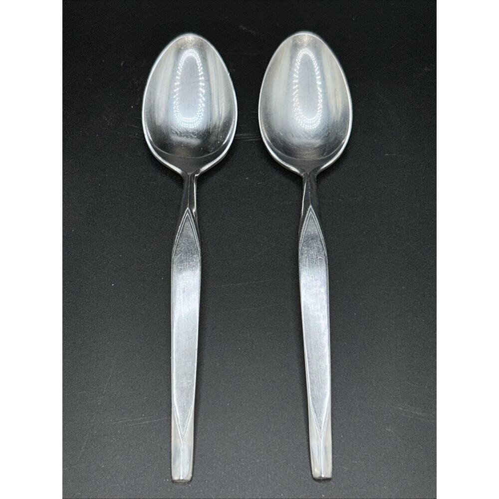 2 HULL Teaspoons Monaco Flatware Stainless 18/8 Japan Vintage 6 1/8”